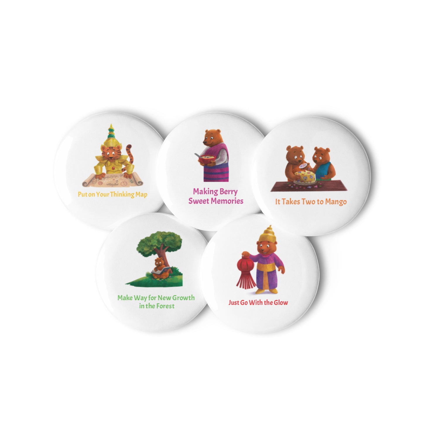 Buddha Bear "Zen Collection" by Lulu Edge Set of Pin Buttons