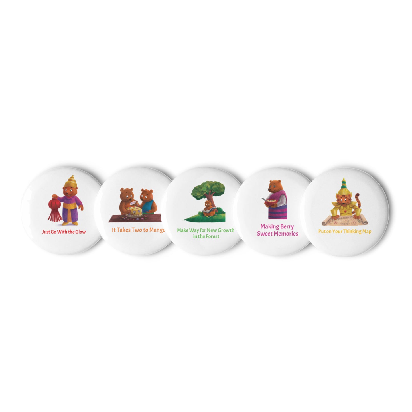 Buddha Bear "Zen Collection" by Lulu Edge Set of Pin Buttons
