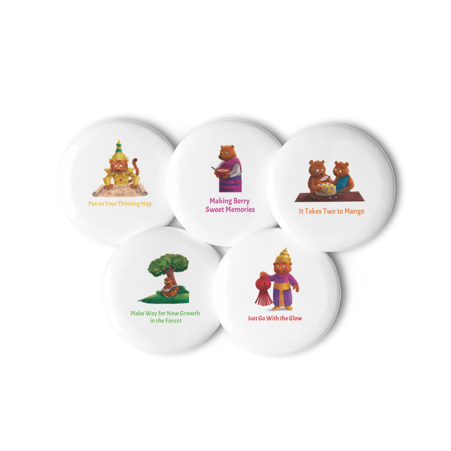 Buddha Bear "Zen Collection" by Lulu Edge Set of Pin Buttons