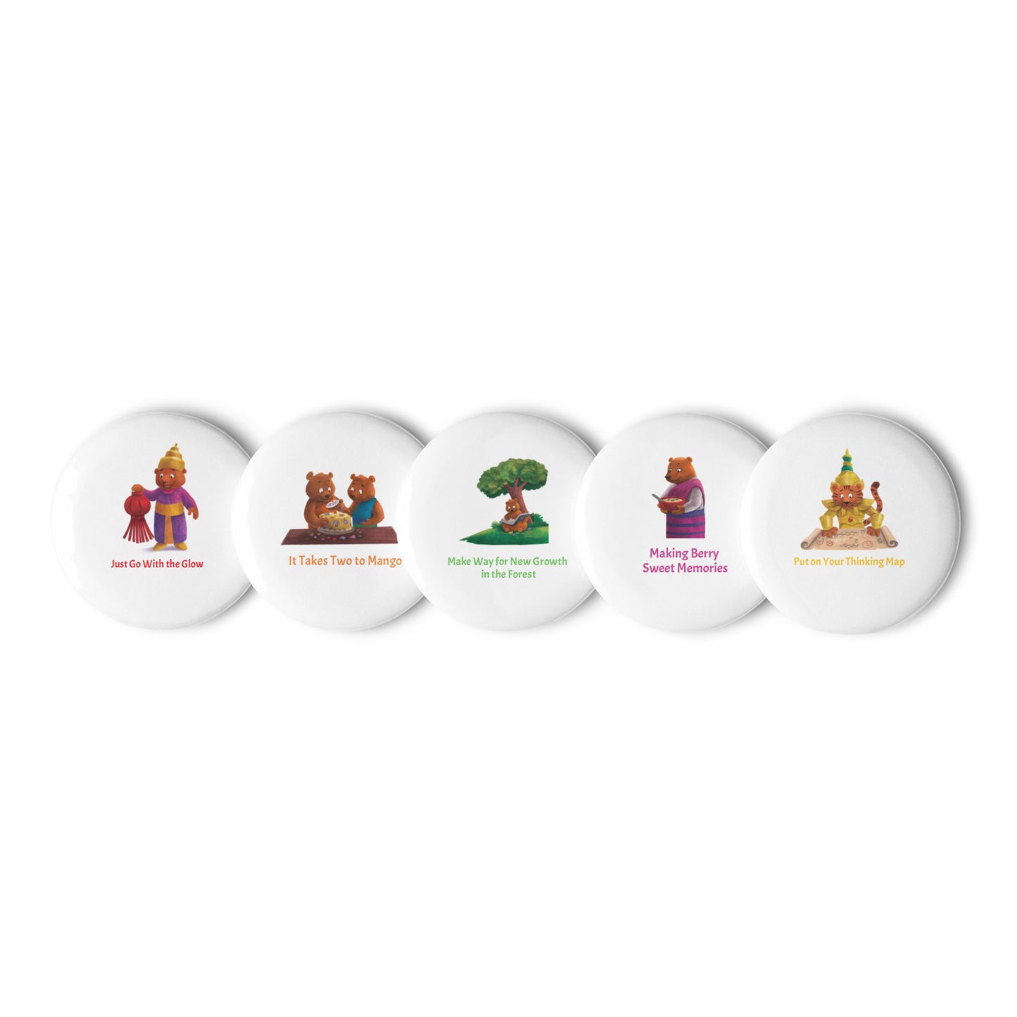 Buddha Bear "Zen Collection" by Lulu Edge Set of Pin Buttons