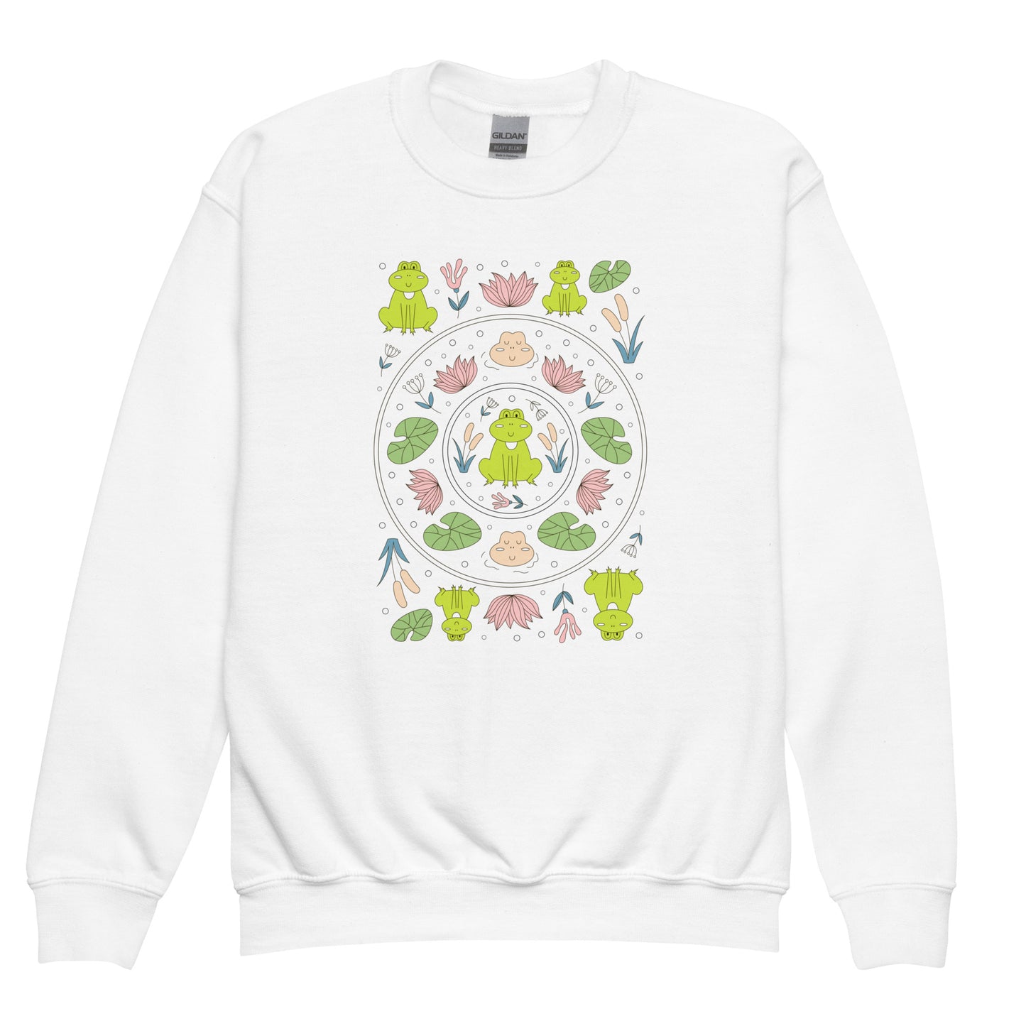 Kawaii Coloring Book "Frog Collection" by Lulu Edge Youth Crewneck Sweatshirt