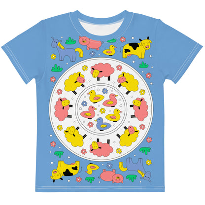 Kawaii Coloring Book "Farm Collection" by Lulu Edge Kids Crew Neck T-shirt