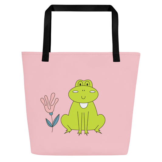 Kawaii Coloring Book "Frog Collection" by Lulu Edge All-Over Print Large Tote Bag