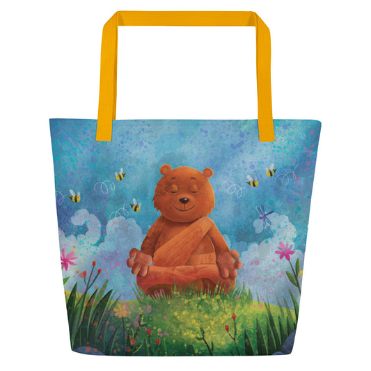 Buddha Bear "Zen Collection" by Lulu Edge All-Over Print Large Tote Bag