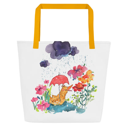 Penelope's Puddle Paddle Day "Rainbow Collection"  by Lulu Edge All-Over Print Large Tote Bag