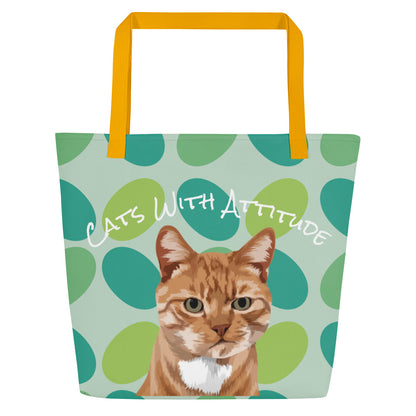 Cat Feelings "Cats with Attitude" by Lulu Edge All-Over Print Large Tote Bag