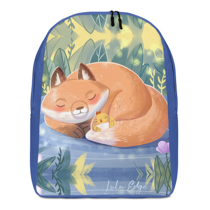 Orange Fox on a Blue Rug "Napping with the Chick Collection" by Lulu Edge Backpack