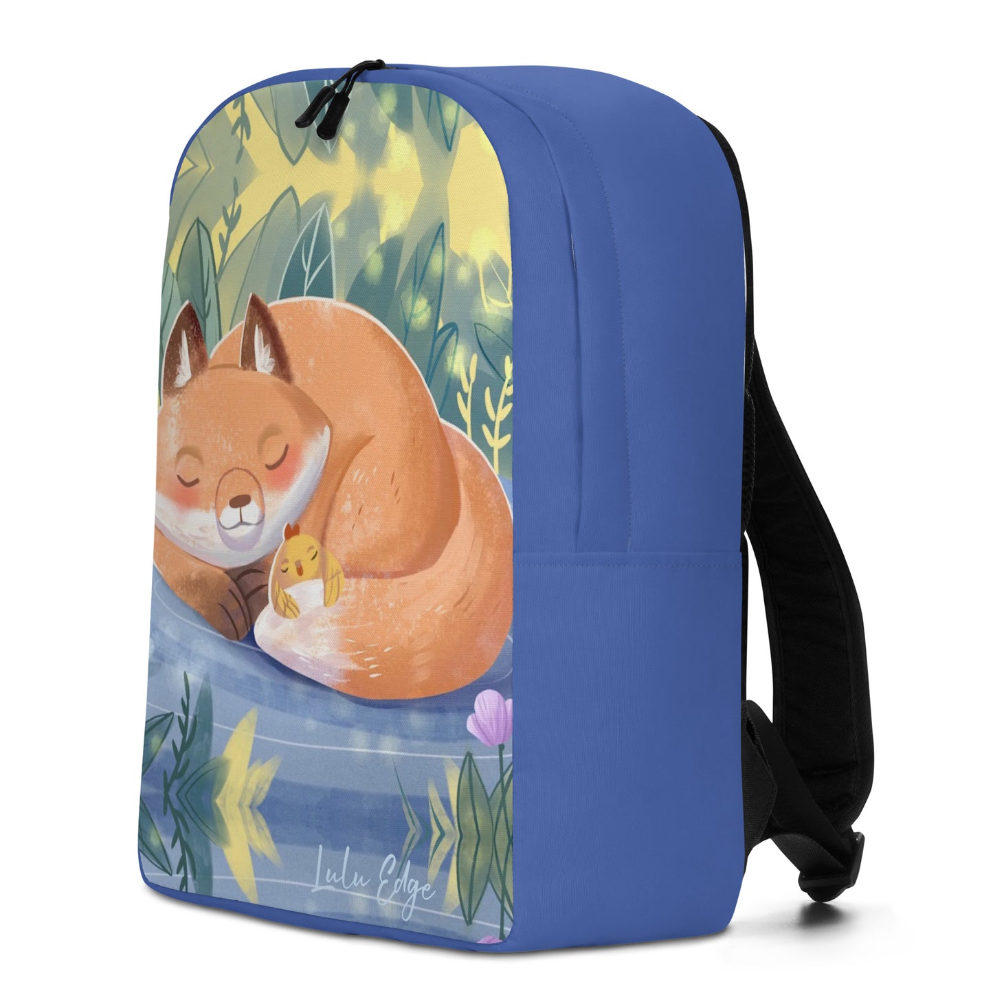 Orange Fox on a Blue Rug "Napping with the Chick Collection" by Lulu Edge Backpack