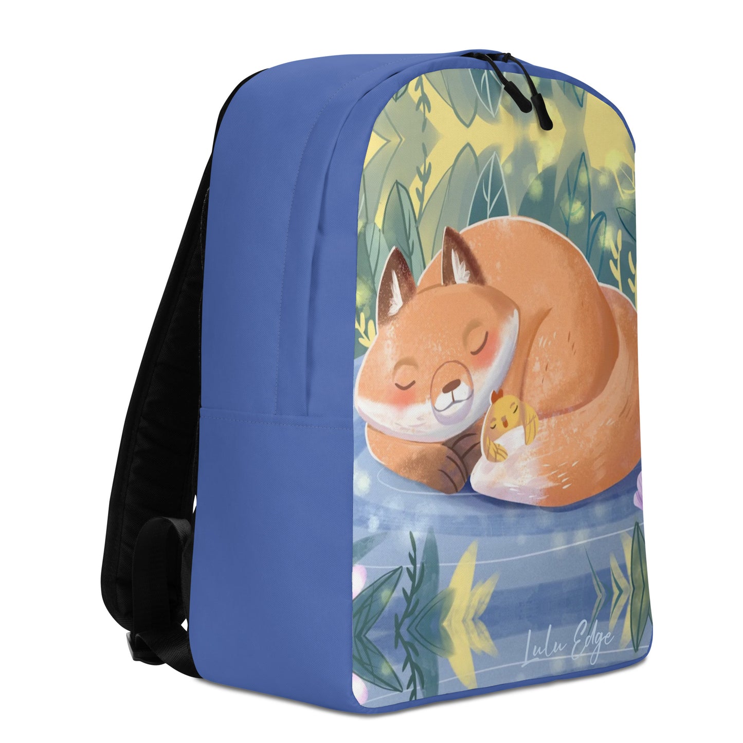 Orange Fox on a Blue Rug "Napping with the Chick Collection" by Lulu Edge Backpack