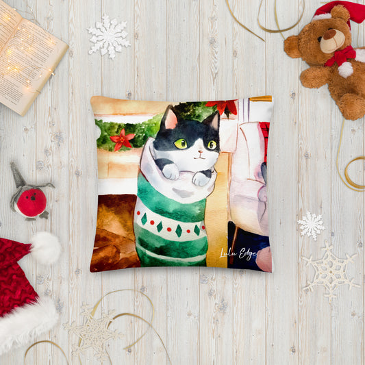 Cats Don't Like Baths "Holiday Collection" by Lulu Edge Premium Pillow