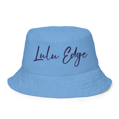 Orange Fox on a Blue Rug "Napping with a Chick Collection" by Lulu Edge Reversible Bucket Hat