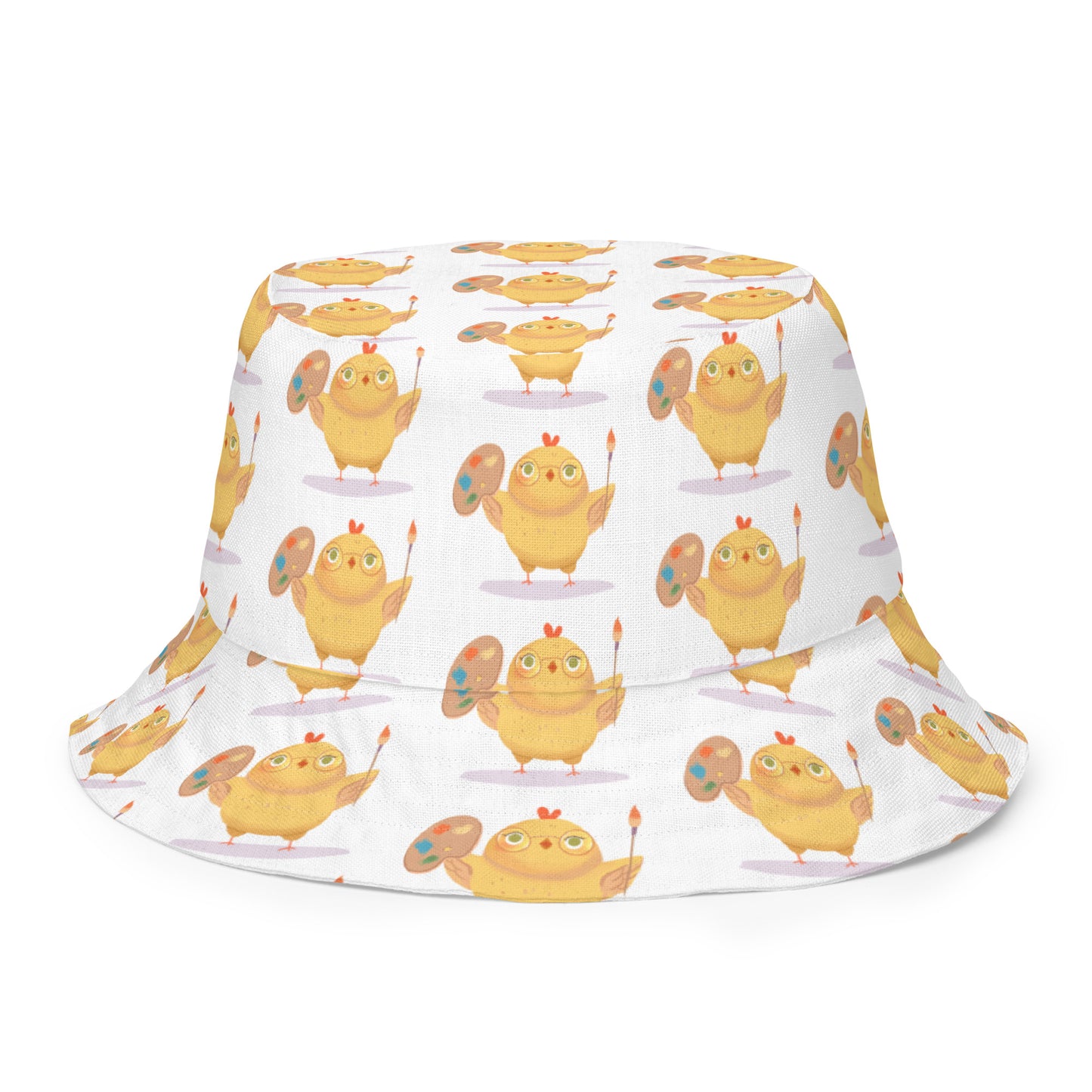 Orange Fox on a Blue Rug "Artsy Chick Collection" by Lulu Edge Reversible Bucket Hat