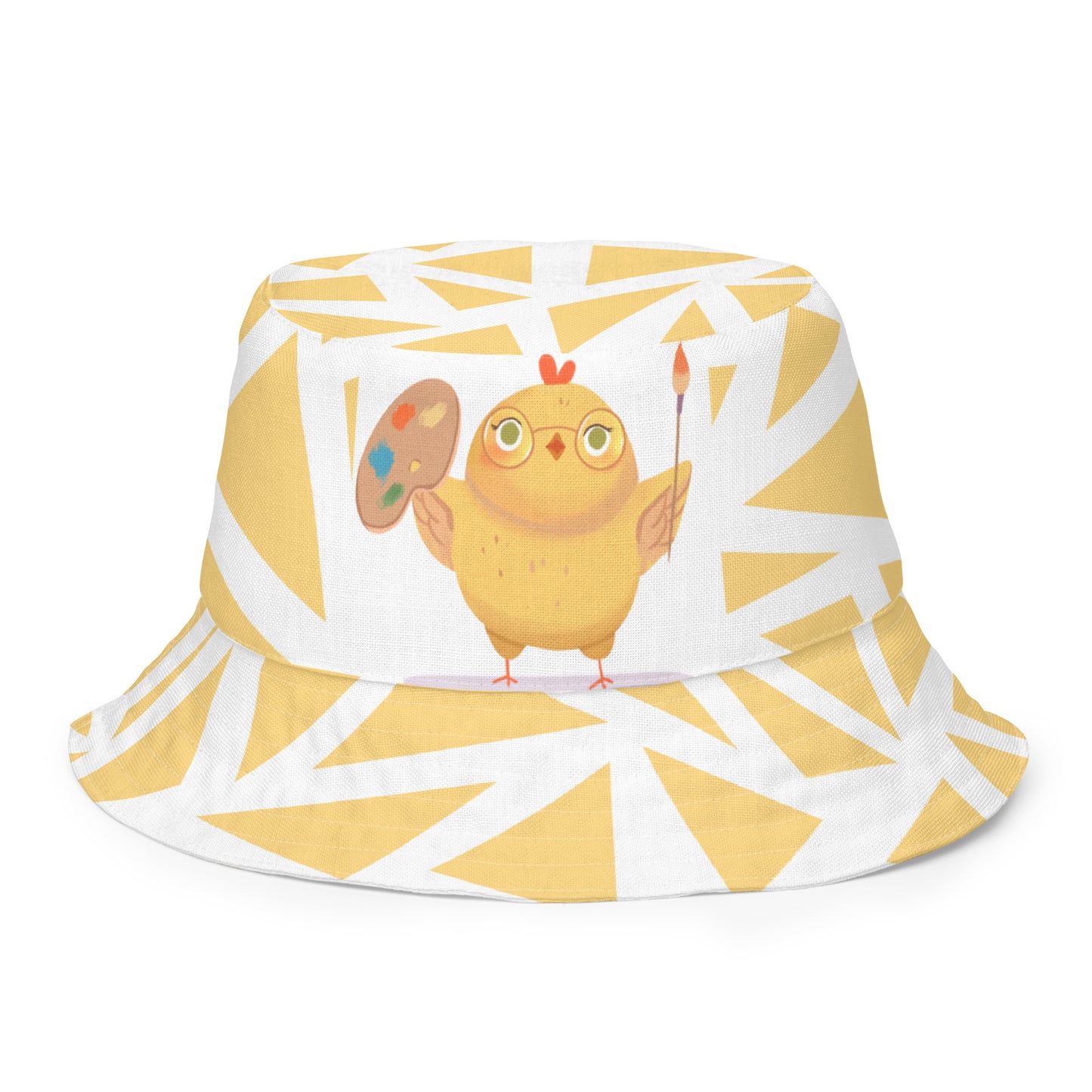 Orange Fox on a Blue Rug "Artsy Chick Collection" by Lulu Edge Reversible Bucket Hat