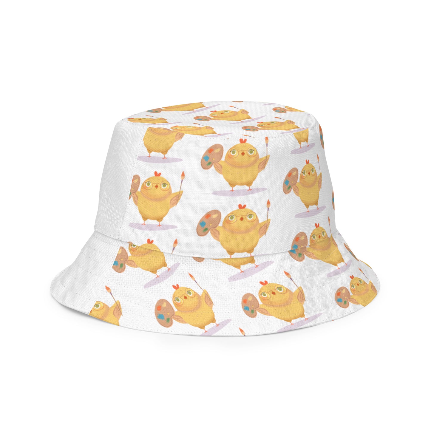 Orange Fox on a Blue Rug "Artsy Chick Collection" by Lulu Edge Reversible Bucket Hat