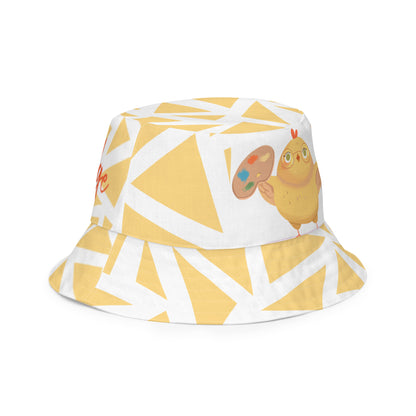 Orange Fox on a Blue Rug "Artsy Chick Collection" by Lulu Edge Reversible Bucket Hat