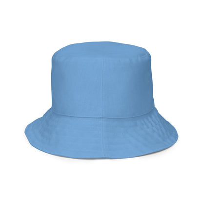 Orange Fox on a Blue Rug "Napping with a Chick Collection" by Lulu Edge Reversible Bucket Hat