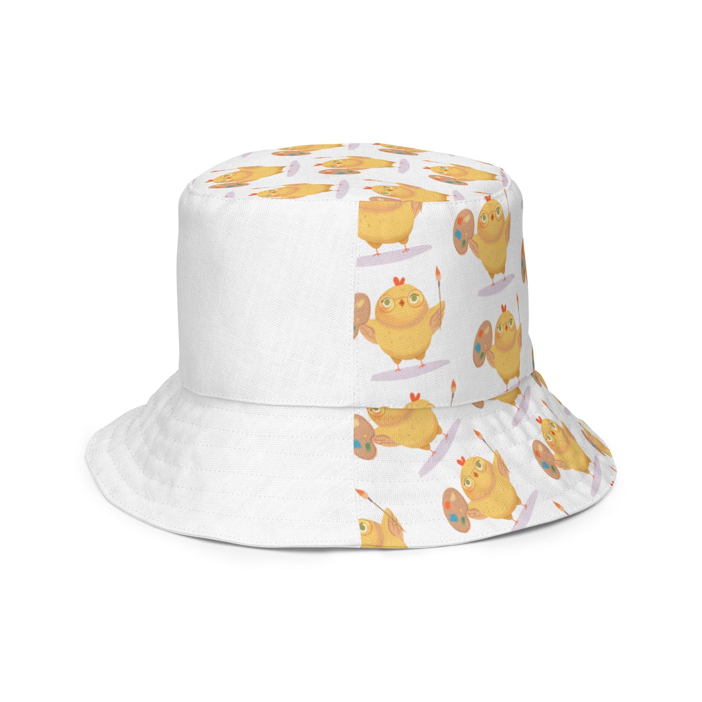 Orange Fox on a Blue Rug "Artsy Chick Collection" by Lulu Edge Reversible Bucket Hat