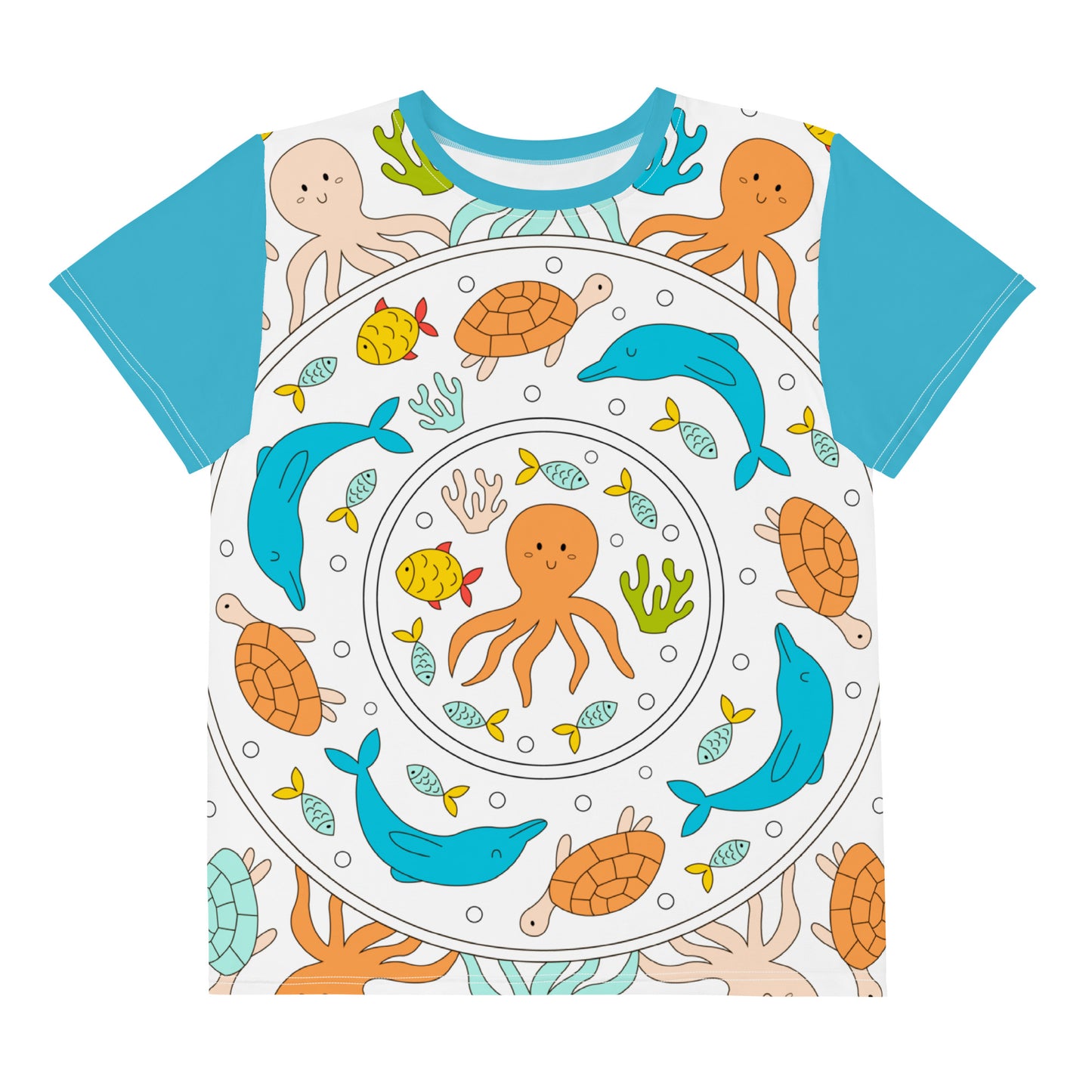 Kawaii Coloring Book "Undersea Collection" by Lulu Edge Youth Crew Neck T-shirt