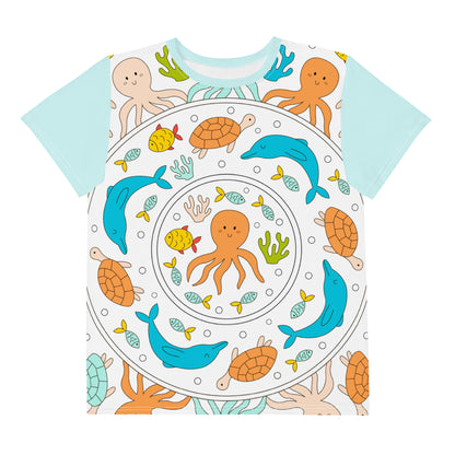 Kawaii Coloring Book "Undersea Collection" by Lulu Edge Youth Crew Neck T-shirt