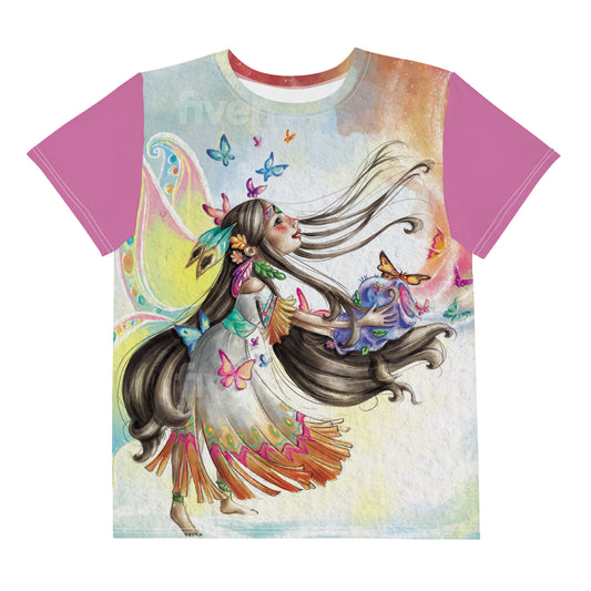 Nova the Butterfly Princess by Lulu Edge Butterfly Collection Youth crew neck t-shirt