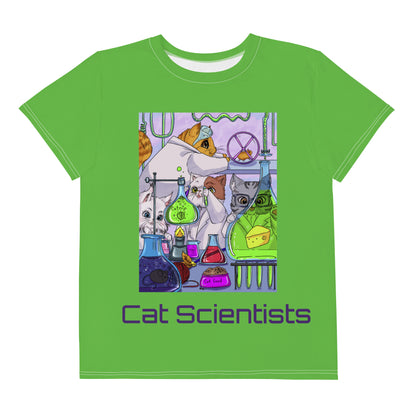 Cat Scientists "Mole-cool Collection" by Lulu Edge Youth Crew Neck T-shirt