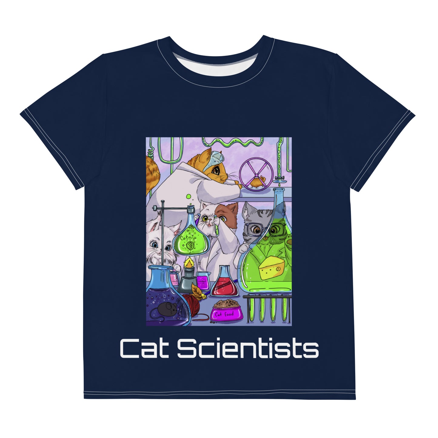 Cat Scientists "Mole-cool Collection" by Lulu Edge Youth Crew Neck T-shirt