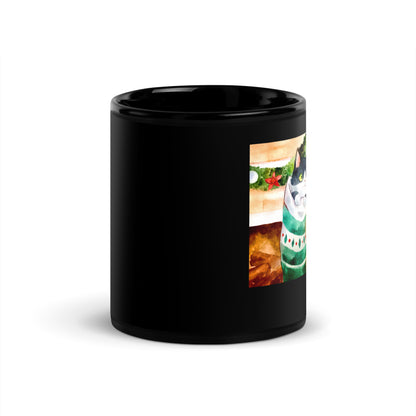 Cats Don't Like Baths "Holiday Collection" by Lulu Edge Black Glossy Mug