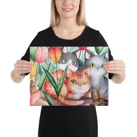 Cats Don't Like Baths "Spring Collection" by Lulu Edge Canvas