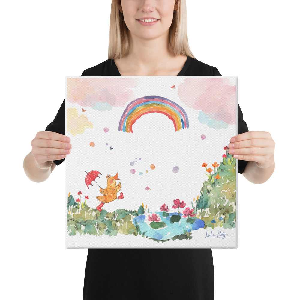 Penelope's Puddle Paddle Day "Rainbow Collection" by Lulu Edge Canvas