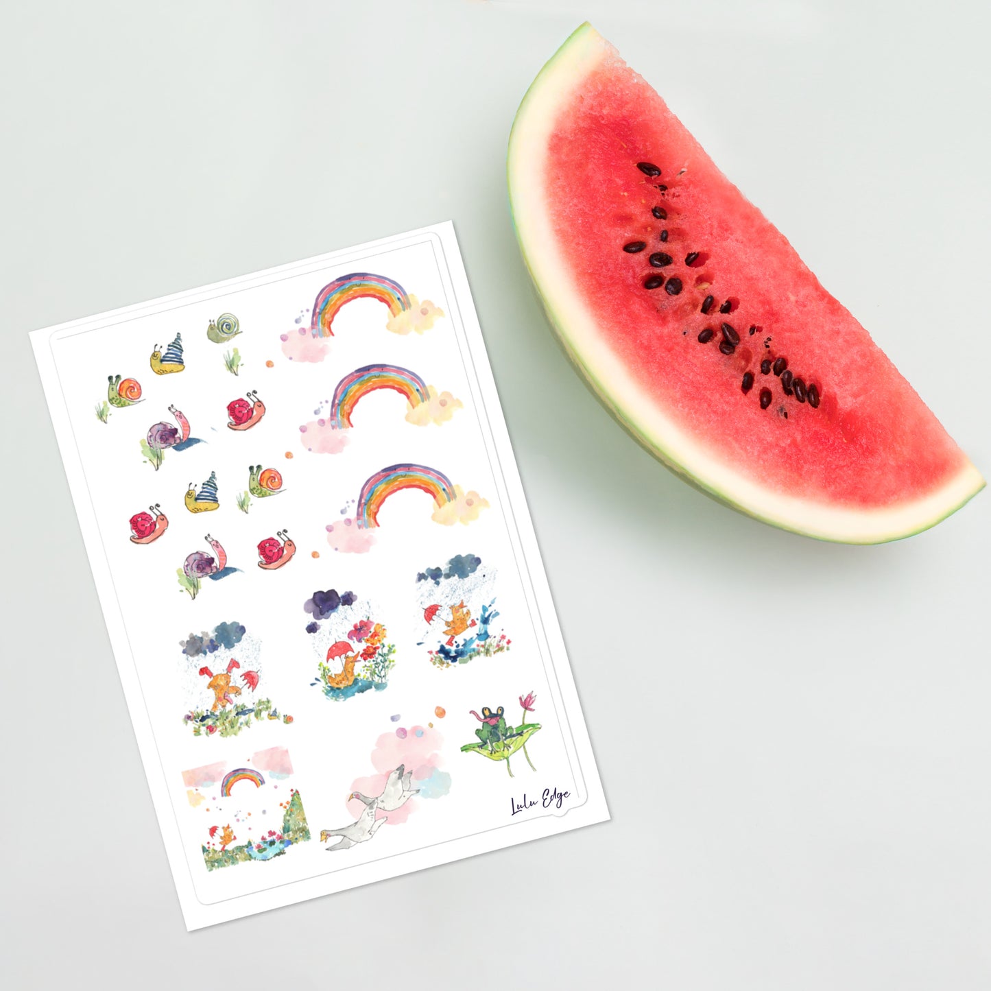 Penelope's Puddle Paddle Day "Rainbow Collection" by Lulu Edge Sticker Sheet