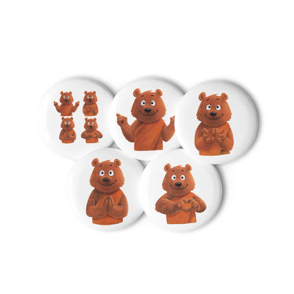 Buddha Bear "Zen Collection" by Lulu Edge Set of Pin Buttons