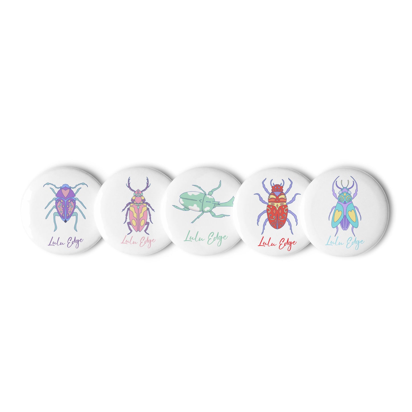 Tendo and the Bug Wars "Zen Collection" by Lulu Edge Set of Pin Buttons