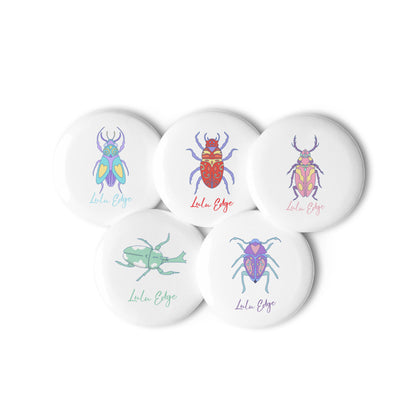 Tendo and the Bug Wars "Zen Collection" by Lulu Edge Set of Pin Buttons