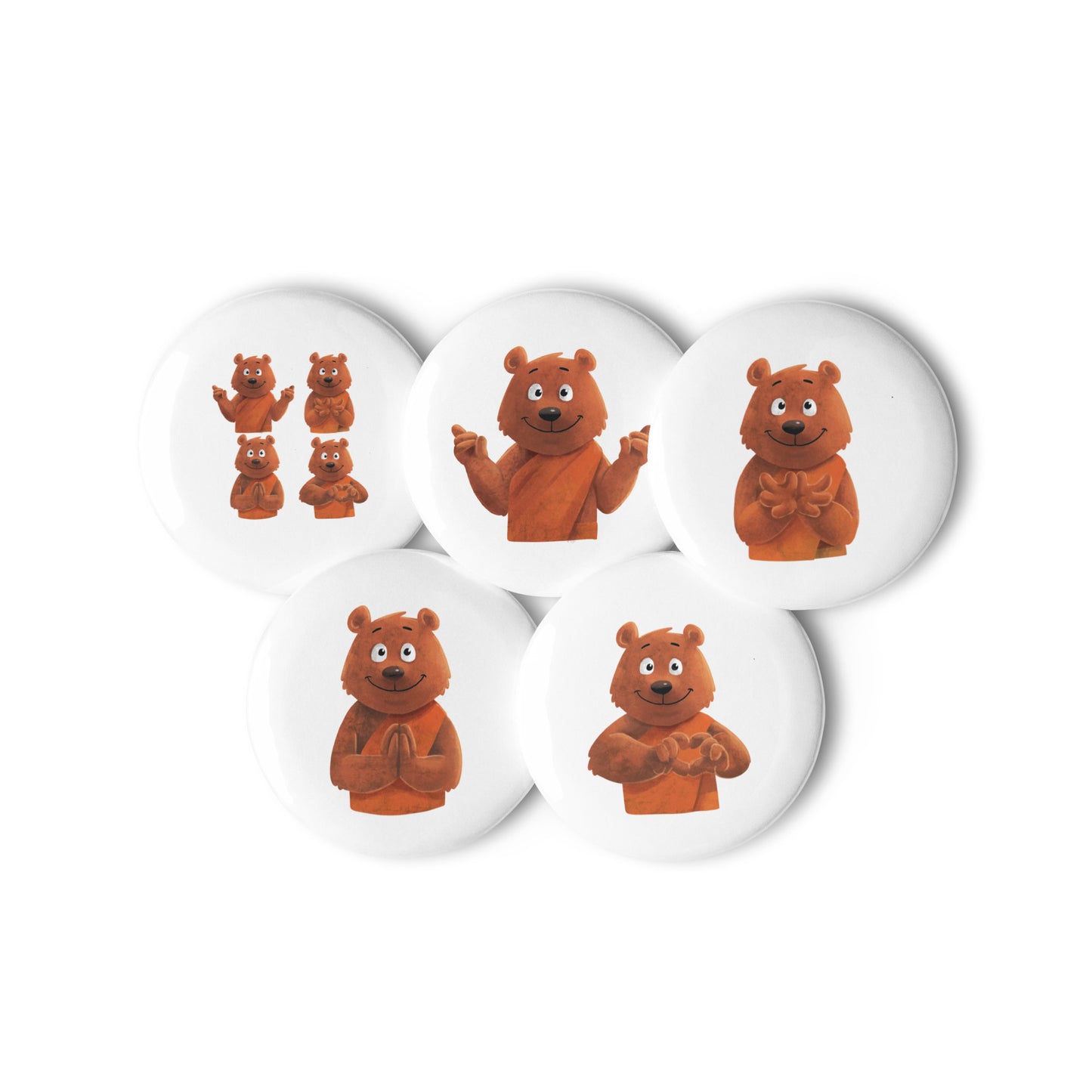 Buddha Bear "Zen Collection" by Lulu Edge Set of Pin Buttons