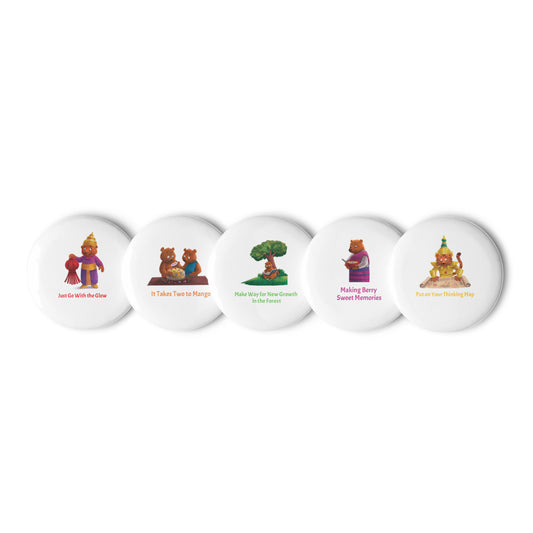 Buddha Bear "Zen Collection" by Lulu Edge Set of Pin Buttons