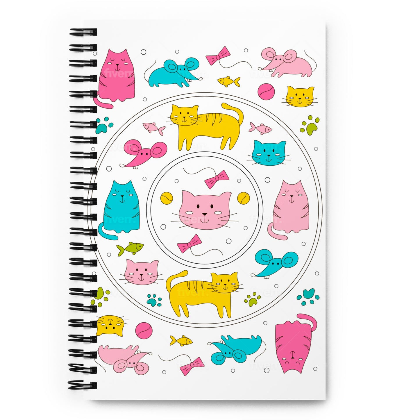 Kawaii Coloring Book "Cat Collection" by Lulu Edge Spiral Notebook