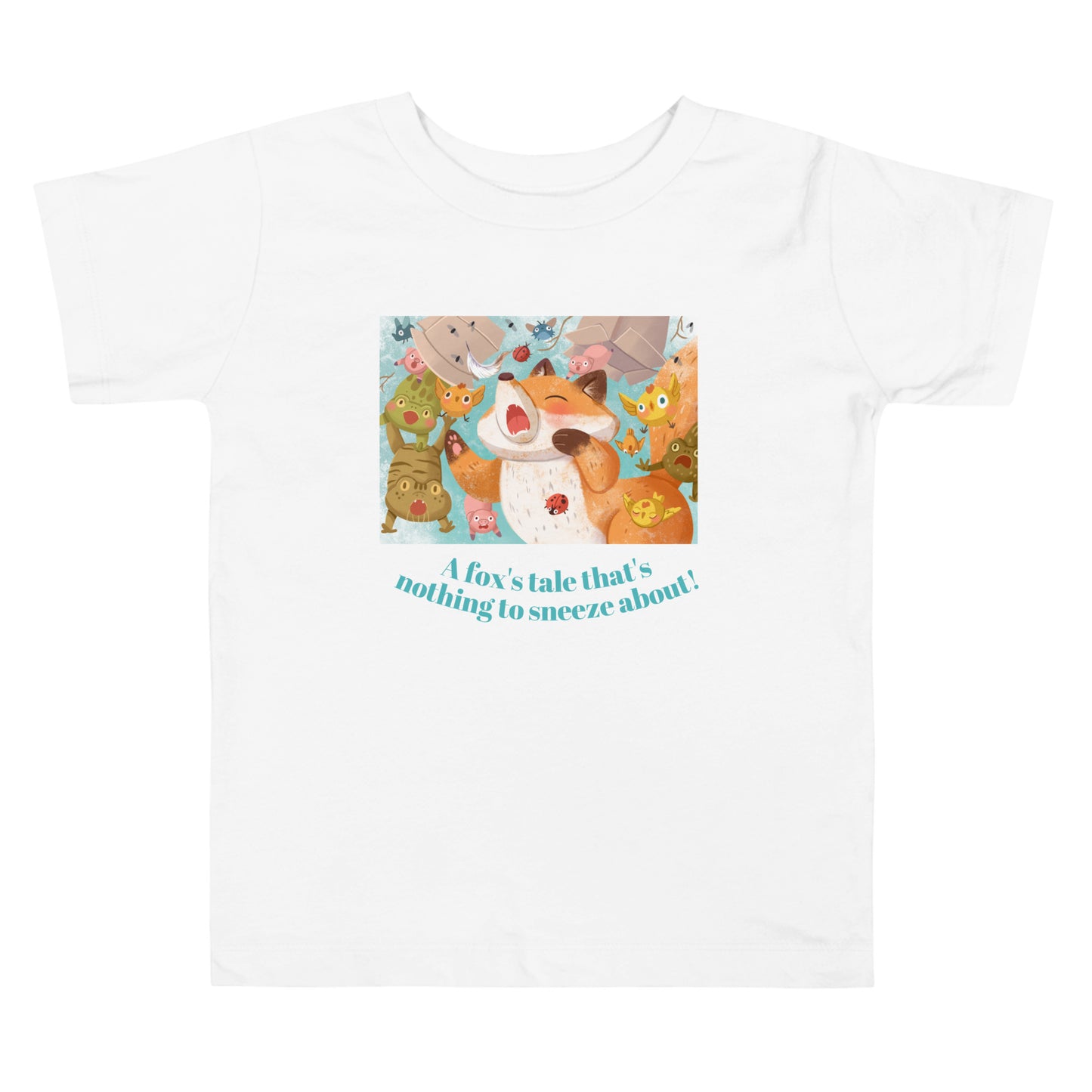 Orange Fox on a Blue Rug "The Sneeze Collection" by Lulu Edge Short Sleeve Tee