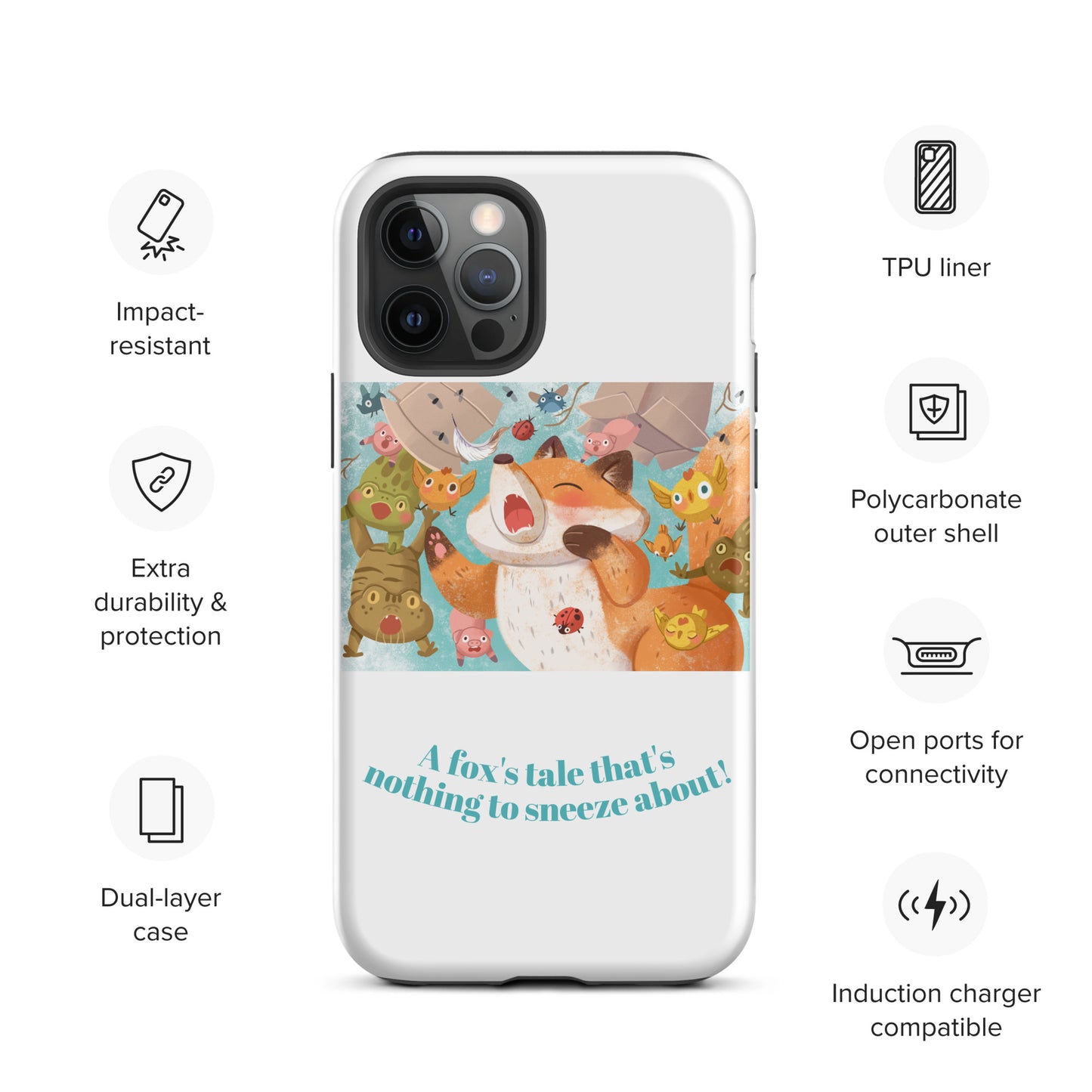 Orange Fox on a Blue Rug "The Sneeze Collection"  by Lulu Edge Tough Case for iPhone®