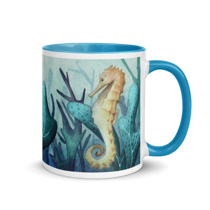 Wisdom of the Ocean "Seahorse Collection" by Lulu Edge Mug with Color Inside