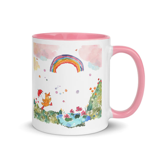 Penelope's Puddle Paddle Day "Rainbow Collection" by Lulu Edge Mug with Color Inside