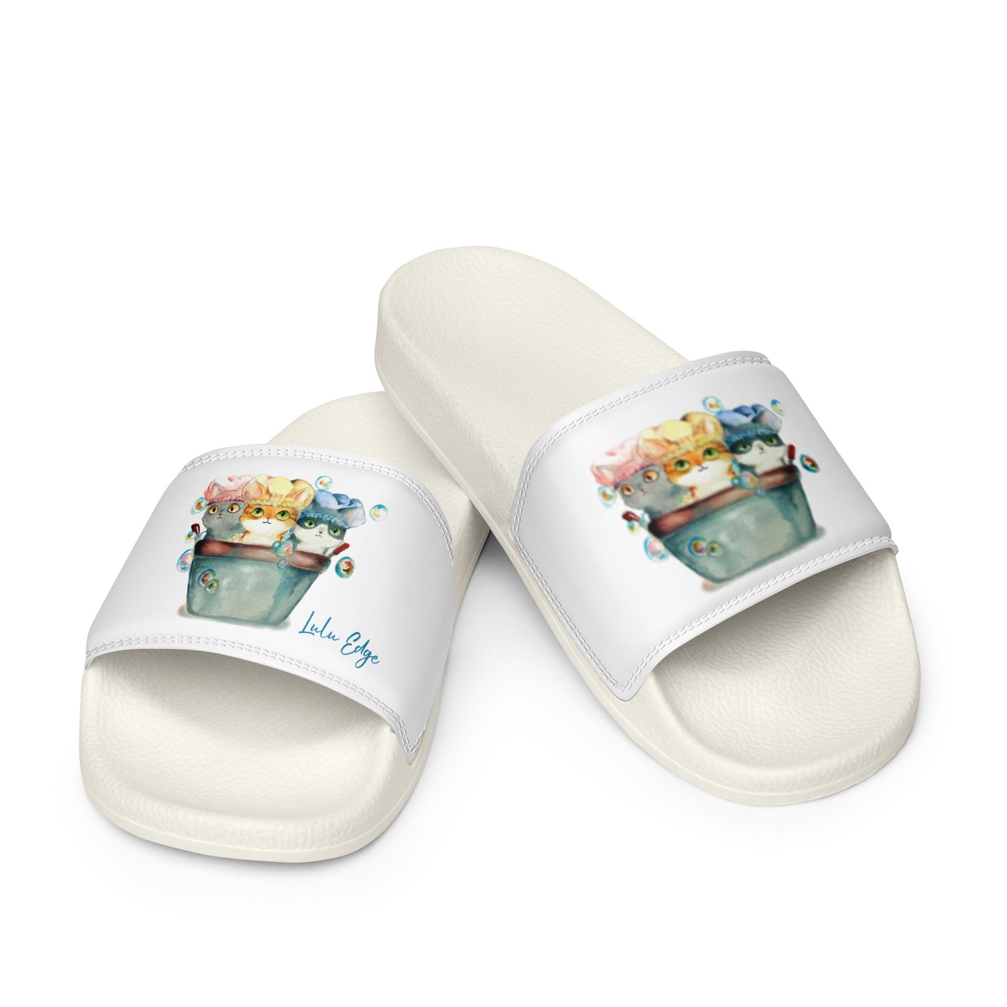 Cats Don't Like Baths "Cats in a Tub Collection" by Lulu Edge Women's Slides