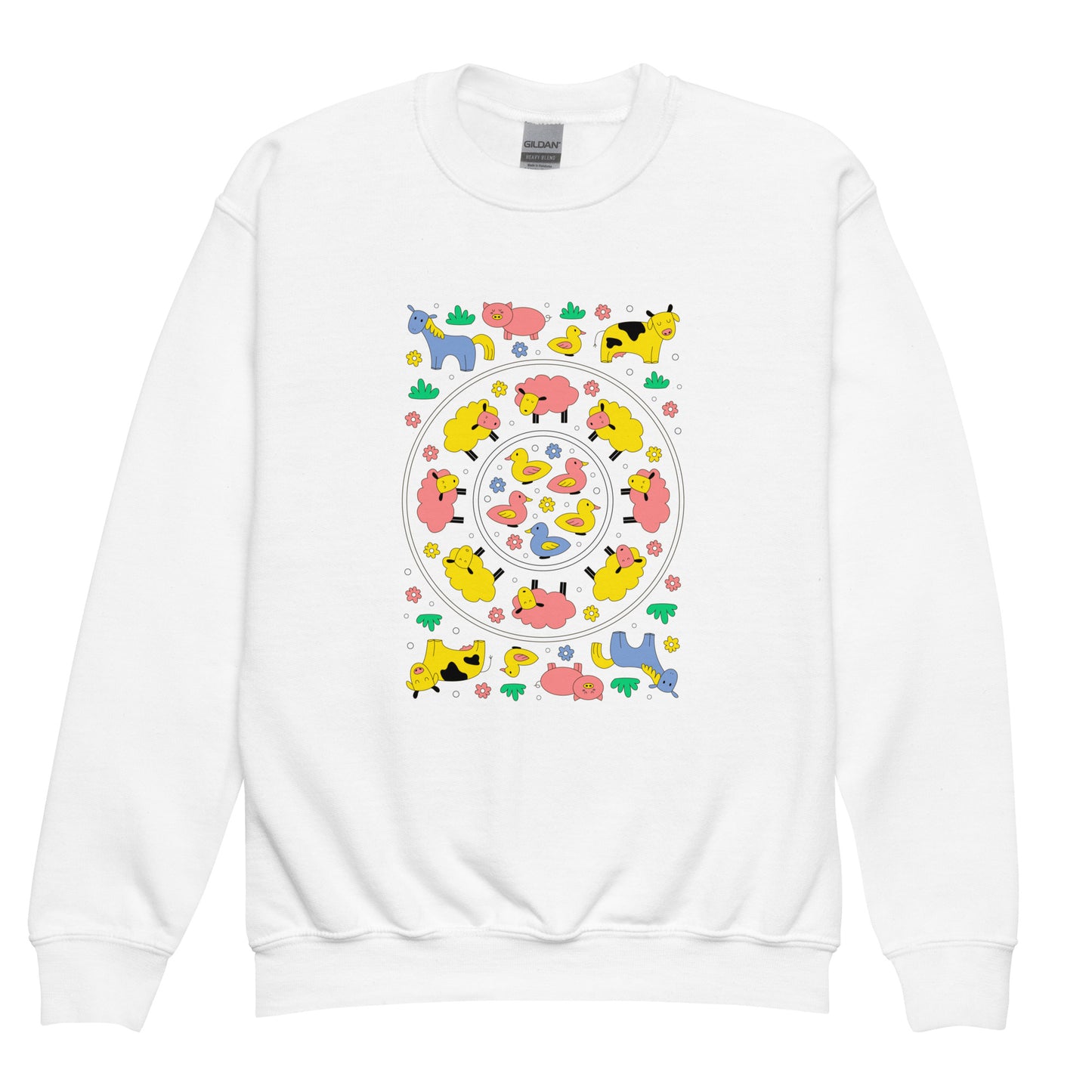 Kawaii Coloring Book "Farm Collection" by Lulu Edge Youth Crewneck Sweatshirt