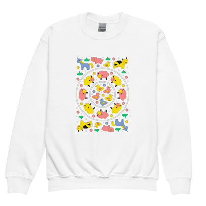 Kawaii Coloring Book "Farm Collection" by Lulu Edge Youth Crewneck Sweatshirt