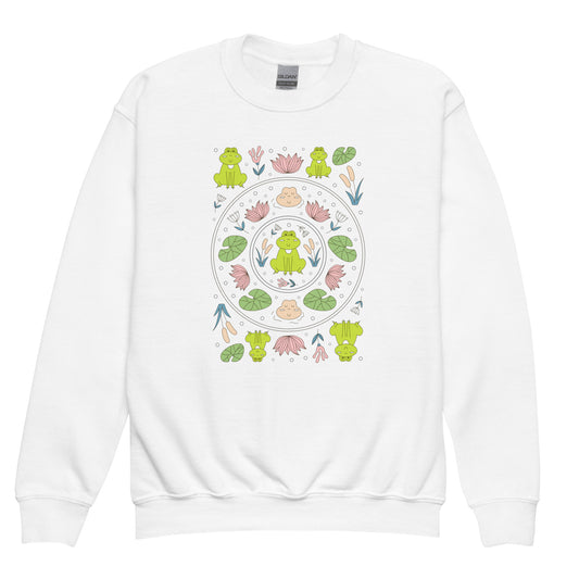 Kawaii Coloring Book "Frog Collection" by Lulu Edge Youth Crewneck Sweatshirt