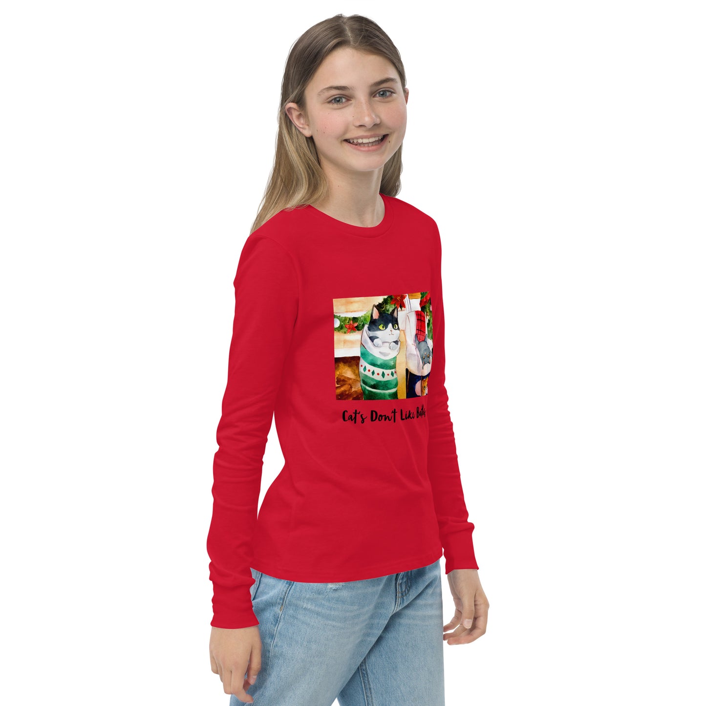 Cat's Don't Like Baths "Holiday Collection" by Lulu Edge Youth Long Sleeve Tee