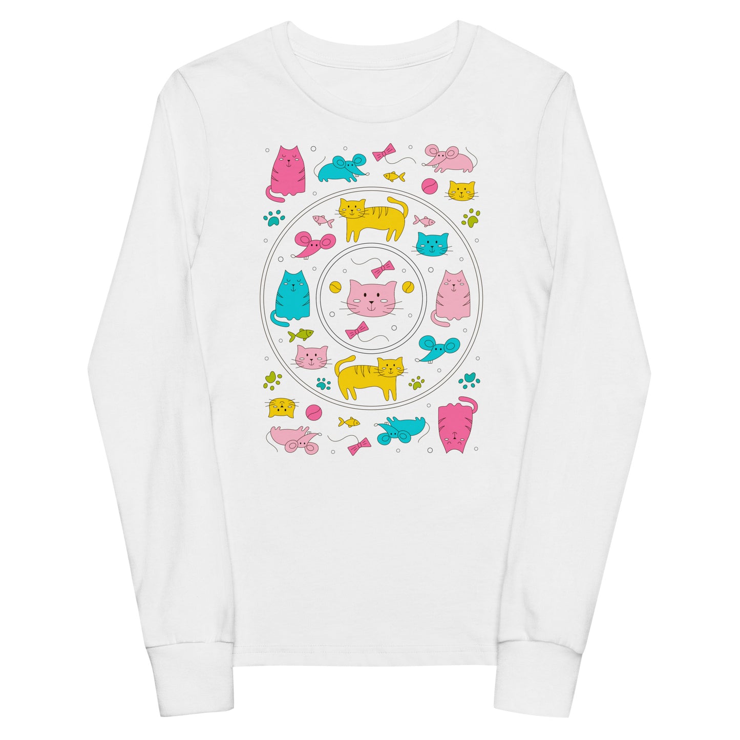 Kawaii Coloring Book "Cat Collection" by Lulu Edge Youth Long Sleeve Tee